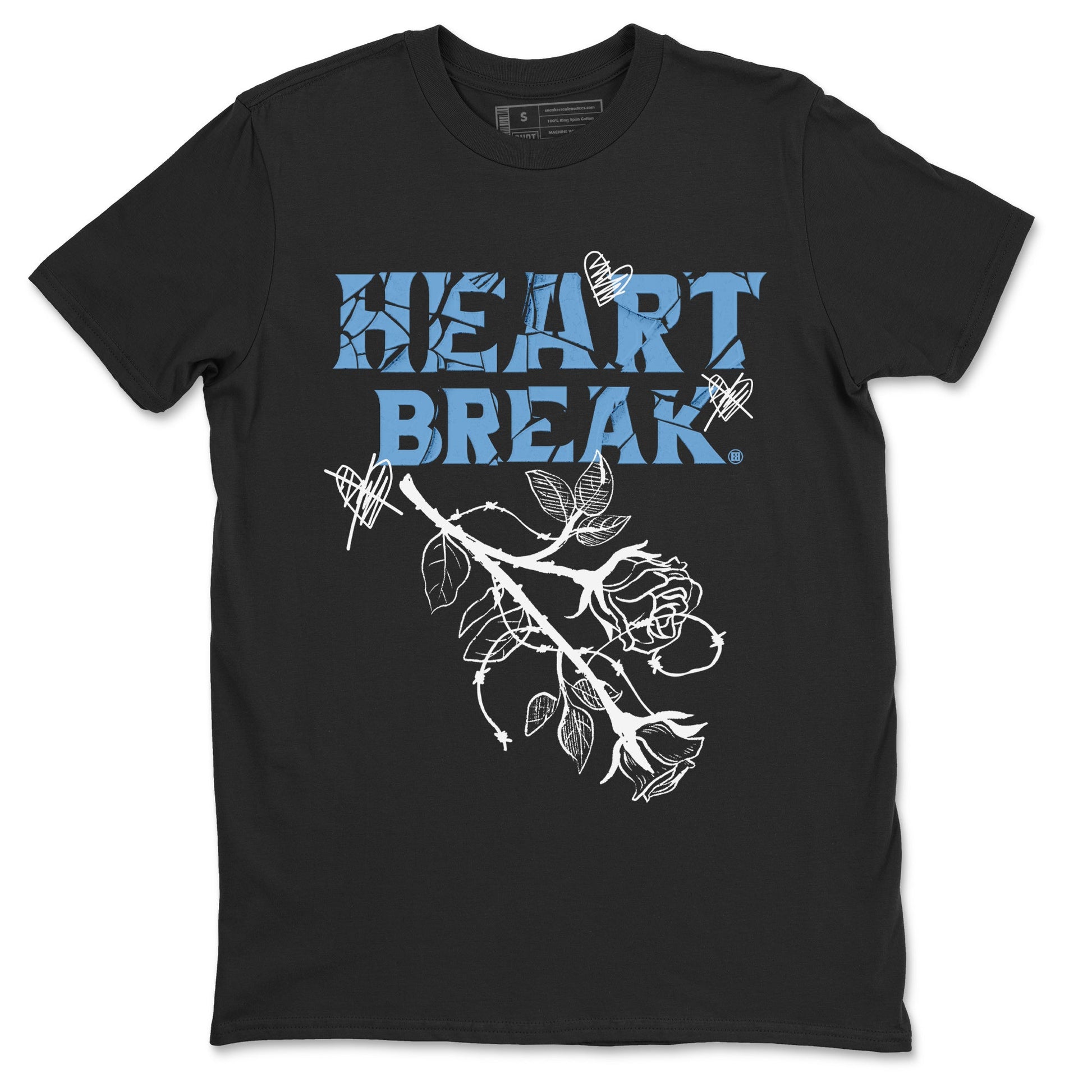 Air Jordan 1 Retro High OG UNC Toe Shirt to match Jordans Heart Break Sneaker Tees UNC Toe 1s Tees Crew Neck T-Shirts Black 2