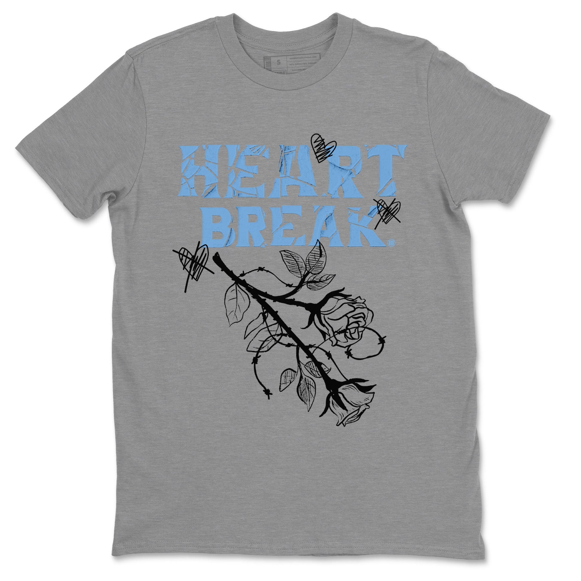 Air Jordan 1 Retro High OG UNC Toe Shirt to match Jordans Heart Break Sneaker Tees UNC Toe 1s Tees Crew Neck T-Shirts Heather Grey 2