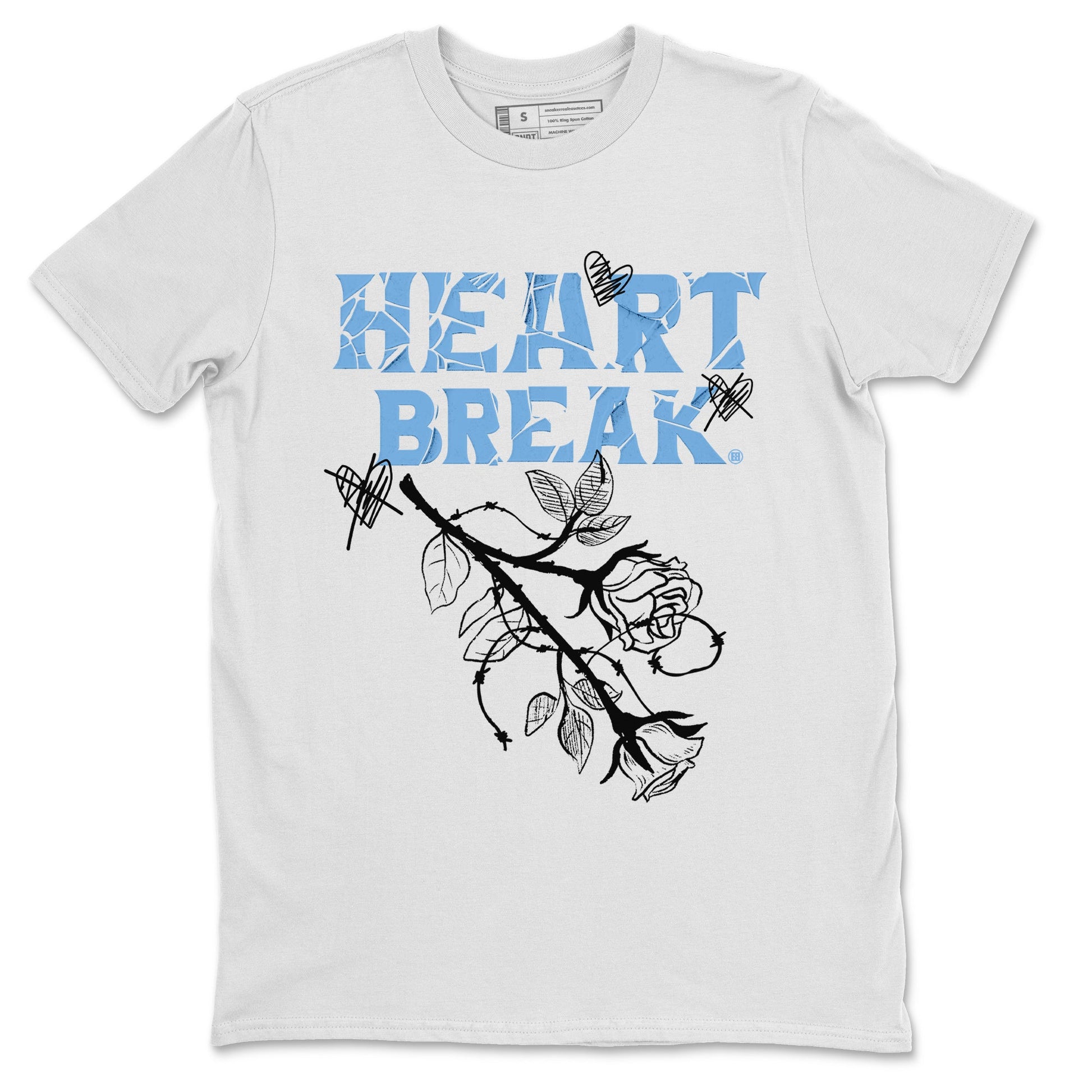 Air Jordan 1 Retro High OG UNC Toe Shirt to match Jordans Heart Break Sneaker Tees UNC Toe 1s Tees Crew Neck T-Shirts White 2