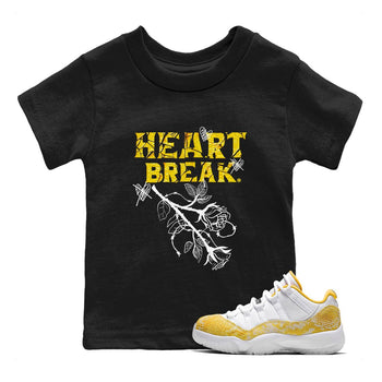 Air Jordan 11 Yellow Python Sneaker Match Tees Heart Break Sneaker Tees Snakeskin 11s Sneaker Tees Kids Shirts Black 1