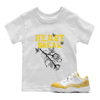Air Jordan 11 Yellow Python Sneaker Match Tees Heart Break Sneaker Tees Snakeskin 11s Sneaker Tees Kids Shirts White 1