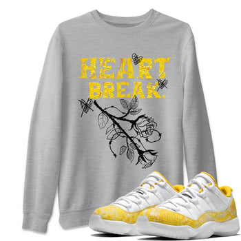 Air Jordan 11 Yellow Python Sneaker Match Tees Heart Break Sneaker Tees Snakeskin 11s Sneaker Tees Unisex Shirts Heather Grey 1