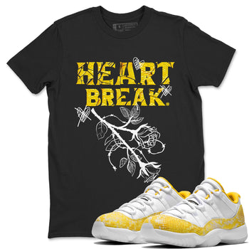 Air Jordan 11 Yellow Python Sneaker Match Tees Heart Break Sneaker Tees Snakeskin 11s Sneaker Tees Unisex Shirts Black 1