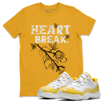 Air Jordan 11 Yellow Python Sneaker Match Tees Heart Break Sneaker Tees Snakeskin 11s Sneaker Tees Unisex Shirts Gold 1