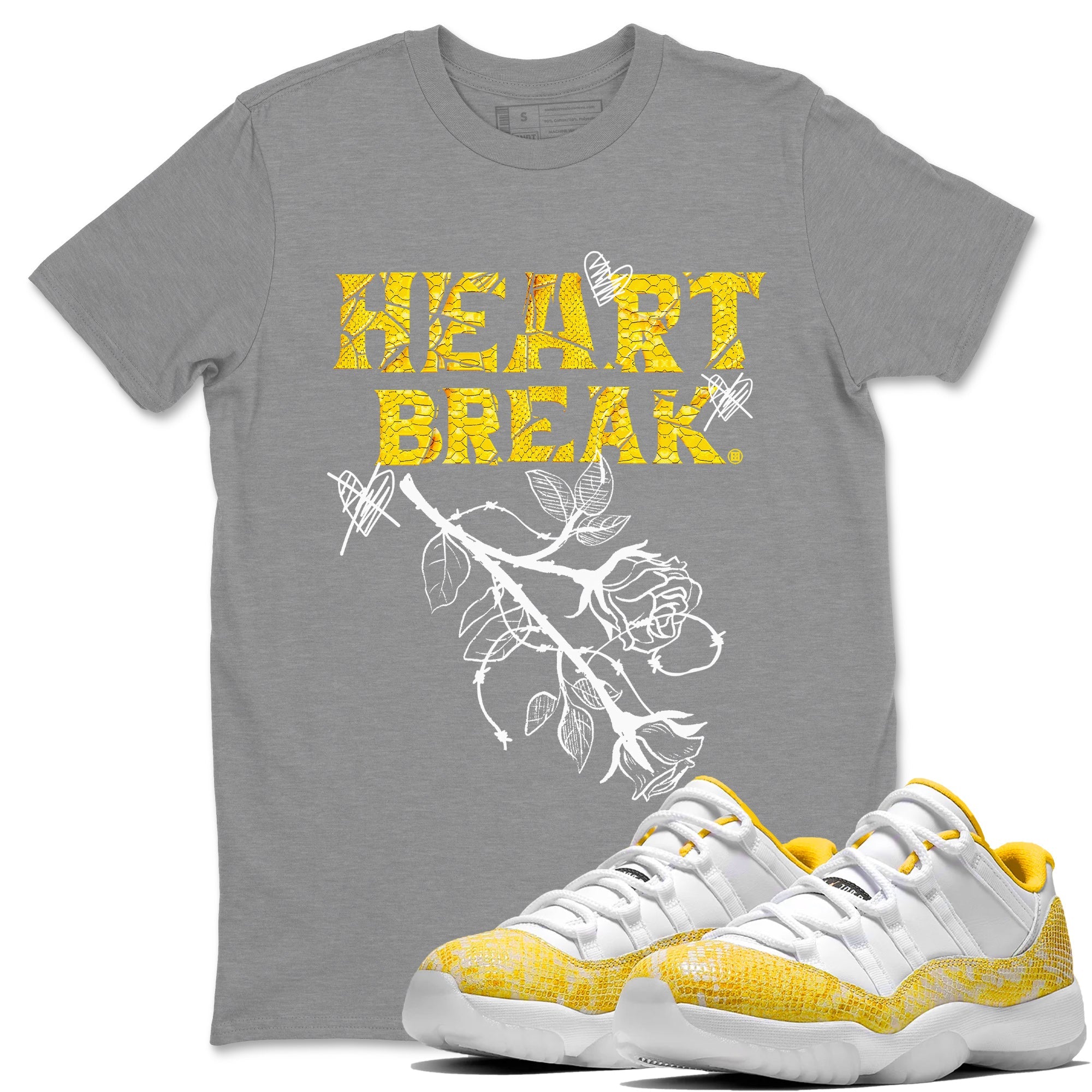 Air Jordan 11 Yellow Python | Heart Break Unisex Shirts | SNRT Sneaker ...