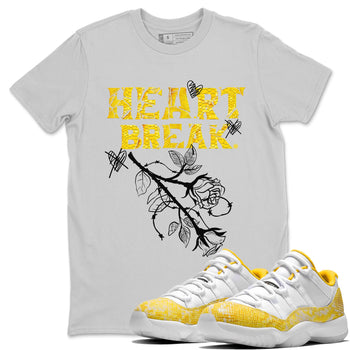 Air Jordan 11 Yellow Python Sneaker Match Tees Heart Break Sneaker Tees Snakeskin 11s Sneaker Tees Unisex Shirts White 1