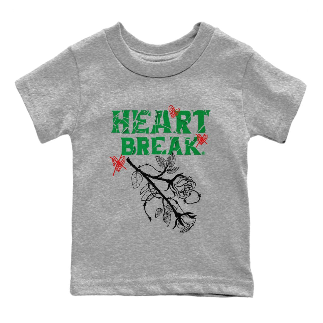 Air Jordan 3 Lucky Green Sneaker Match Tees Heart Break Sneaker Tees 3s Lucky Green Tees Kids Shirts Heather Grey 2