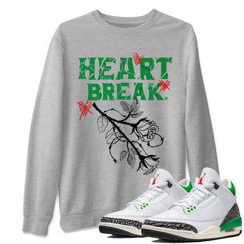 Air Jordan 3 Lucky Green Sneaker Match Tees Heart Break Sneaker Tees 3s Lucky Green Tees Unisex Shirts Heather Grey 1