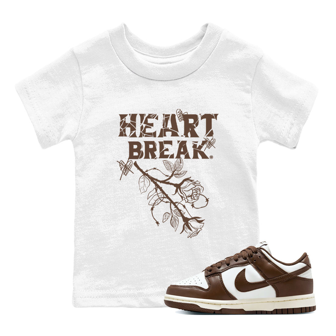 Dunk Low WMNS Cacao Wow sneaker shirt to match jordans Heart Break sneaker tees Dunk Cacao Wow SNRT Sneaker Release Tees Baby Toddler White 1 T-Shirt