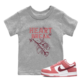 Dunks Valentines Day shirt to match jordans Heart Break sneaker tees Dunks Valentine's Day SNRT sneaker release tees baby toddler Heather Grey 1 cotton Shirt