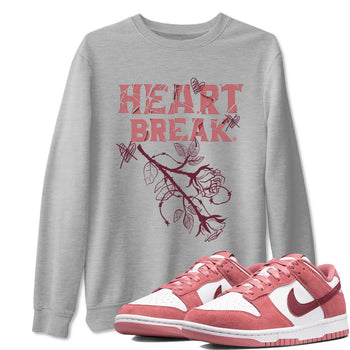 Dunks Valentines Day shirt to match jordans Heart Break sneaker tees Dunks Valentine's Day SNRT sneaker Release Tees unisex cotton Heather Grey 1 crew neck shirt