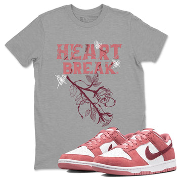 Dunks Valentines Day shirt to match jordans Heart Break sneaker tees Dunks Valentine's Day SNRT sneaker Release Tees unisex cotton Heather Grey 1 crew neck shirt