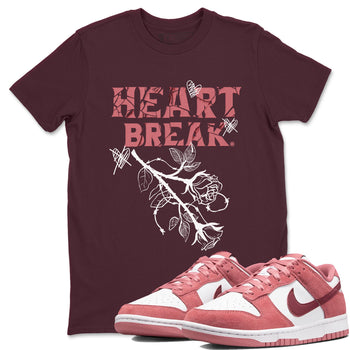Dunks Valentines Day shirt to match jordans Heart Break sneaker tees Dunks Valentine's Day SNRT sneaker Release Tees unisex cotton Maroon 1 crew neck shirt