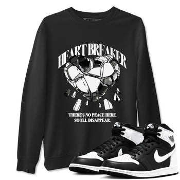 1s Black White shirt to match jordans Heart Breaker sneaker tees Air Jordan 1 High OG Black White SNRT Sneaker Release Tees unisex cotton Black 1 crew neck shirt