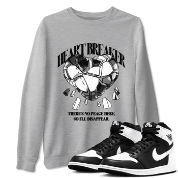 1s Black White shirt to match jordans Heart Breaker sneaker tees Air Jordan 1 High OG Black White SNRT Sneaker Release Tees unisex cotton Heather Grey 1 crew neck shirt