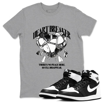 1s Black White shirt to match jordans Heart Breaker sneaker tees Air Jordan 1 High OG Black White SNRT Sneaker Release Tees unisex cotton Heather Grey 1 crew neck shirt