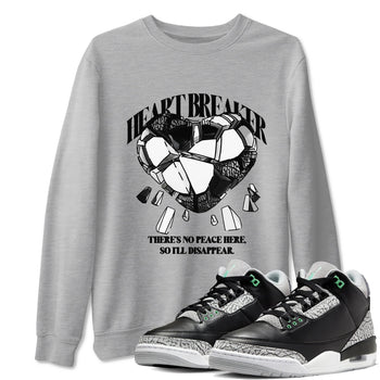 3s Green Glow shirt to match jordans Heart Breaker sneaker tees Air Jordan 3 Green Glow SNRT Sneaker Release Tees unisex cotton Heather Grey 1 crew neck shirt