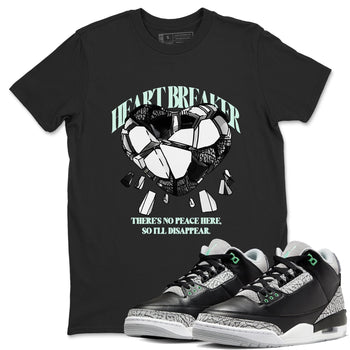 3s Green Glow shirt to match jordans Heart Breaker sneaker tees Air Jordan 3 Green Glow SNRT Sneaker Release Tees unisex cotton Black 1 crew neck shirt