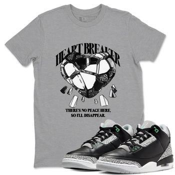 3s Green Glow shirt to match jordans Heart Breaker sneaker tees Air Jordan 3 Green Glow SNRT Sneaker Release Tees unisex cotton Heather Grey 1 crew neck shirt