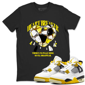 AJ4 Vivid Sulfur shirt to match jordans Heart Breaker sneaker tees Air Jordan 4 Vivid Sulfur SNRT Sneaker Release Tees unisex cotton Black 1 crew neck shirt
