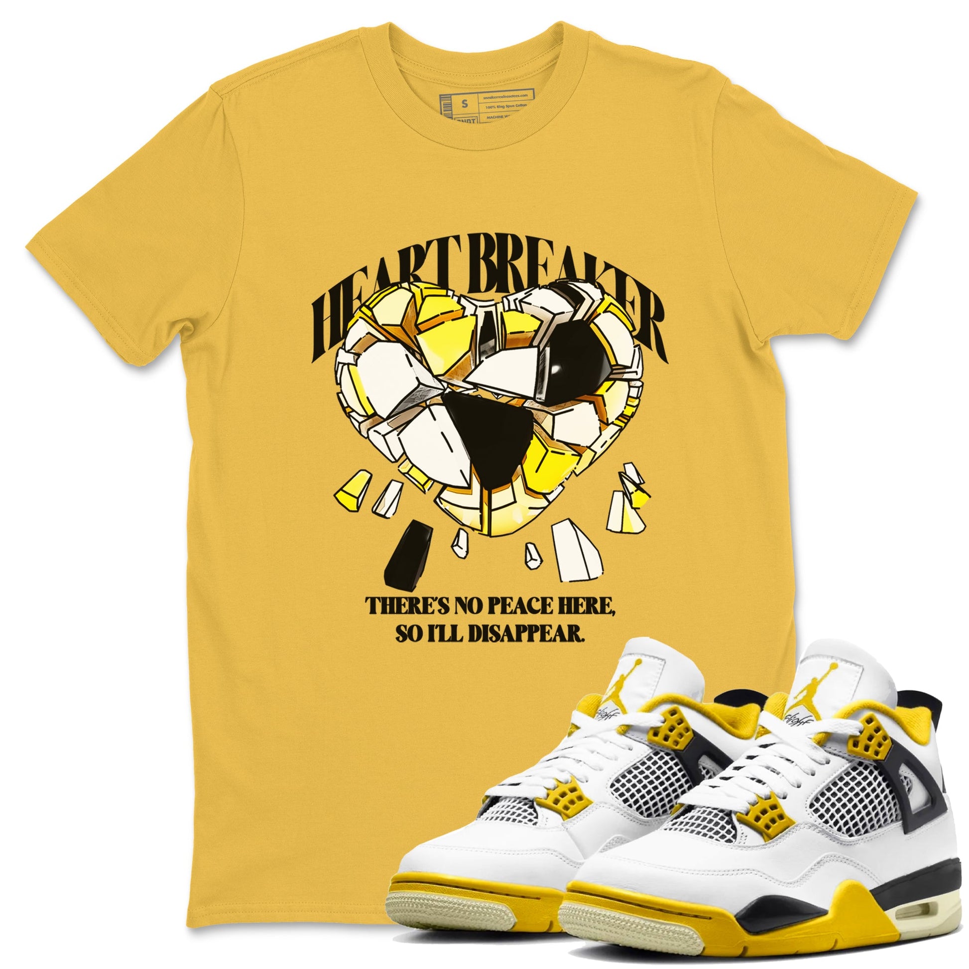 AJ4 Vivid Sulfur shirt to match jordans Heart Breaker sneaker tees Air Jordan 4 Vivid Sulfur SNRT Sneaker Release Tees unisex cotton Daisy 1 crew neck shirt