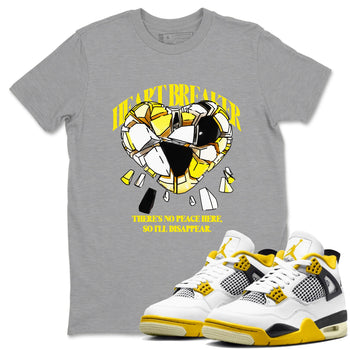 AJ4 Vivid Sulfur shirt to match jordans Heart Breaker sneaker tees Air Jordan 4 Vivid Sulfur SNRT Sneaker Release Tees unisex cotton Heather Grey 1 crew neck shirt