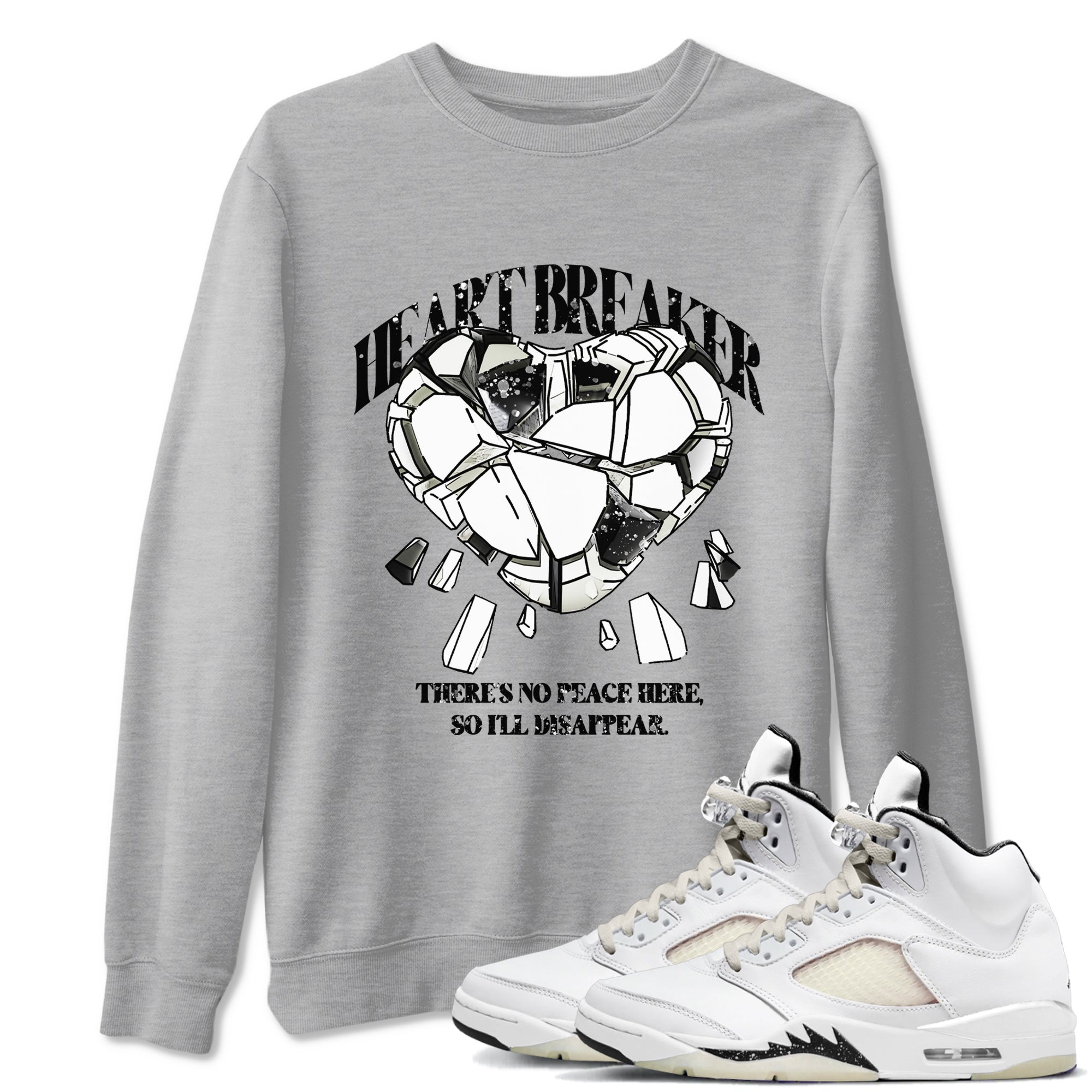 5s Sail shirt to match jordans Heart Breaker sneaker tees Air Jordan 5 Sail SNRT Sneaker Release Tees unisex cotton Heather Grey 1 crew neck shirt