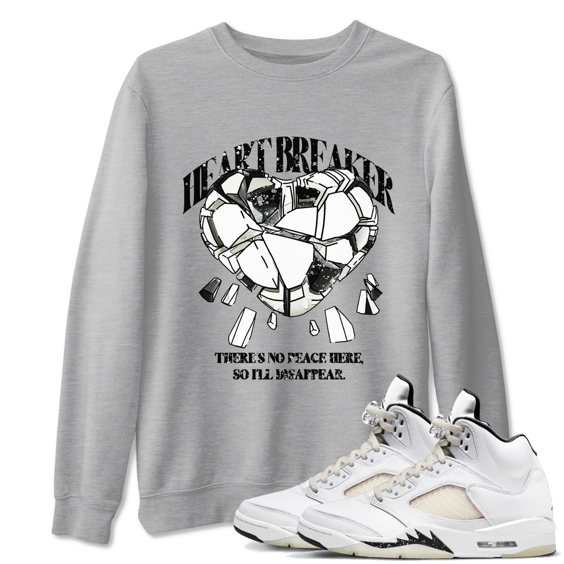 5s Sail shirt to match jordans Heart Breaker sneaker tees Air Jordan 5 Sail SNRT Sneaker Release Tees unisex cotton Heather Grey 1 crew neck shirt
