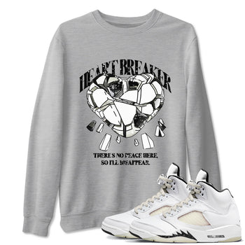 5s Sail shirt to match jordans Heart Breaker sneaker tees Air Jordan 5 Sail SNRT Sneaker Release Tees unisex cotton Heather Grey 1 crew neck shirt