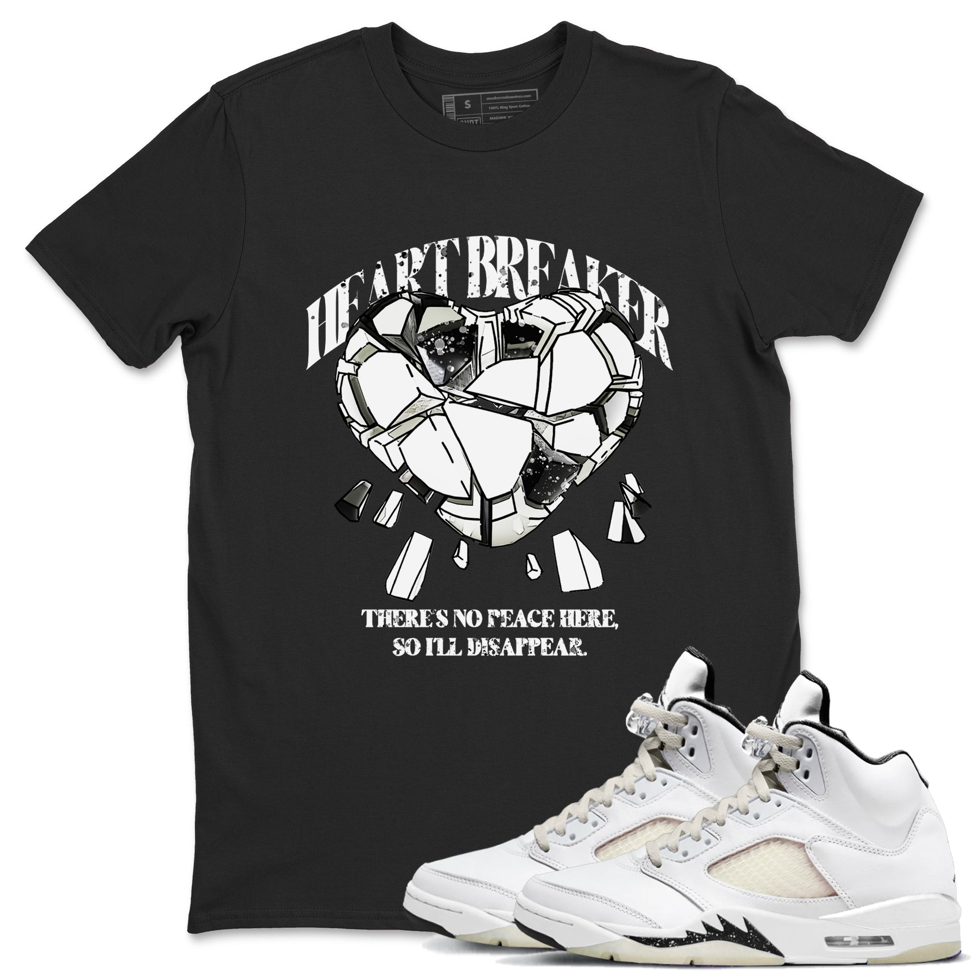 5s Sail shirt to match jordans Heart Breaker sneaker tees Air Jordan 5 Sail SNRT Sneaker Release Tees unisex cotton Black 1 crew neck shirt