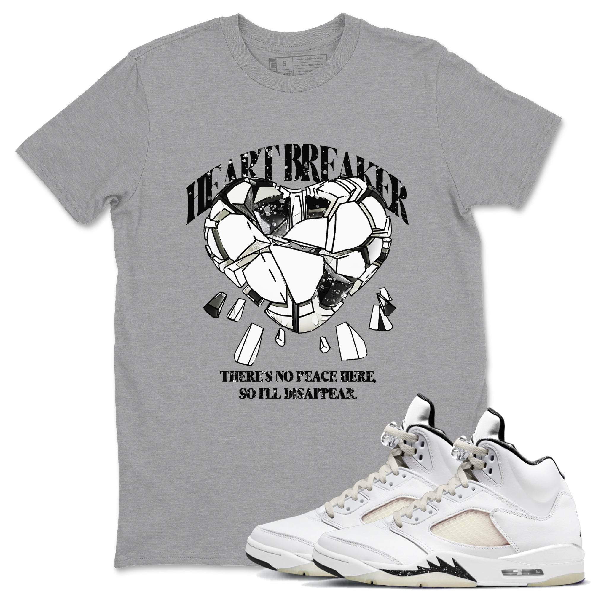 5s Sail shirt to match jordans Heart Breaker sneaker tees Air Jordan 5 Sail SNRT Sneaker Release Tees unisex cotton Heather Grey 1 crew neck shirt
