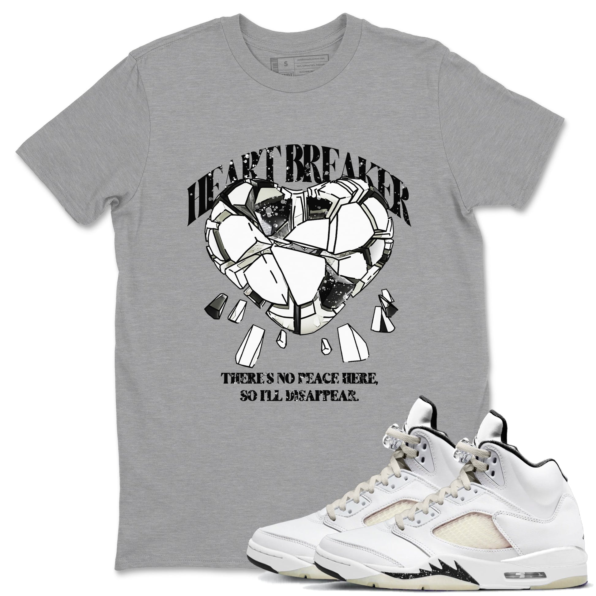 5s Sail shirt to match jordans Heart Breaker sneaker tees Air Jordan 5 Sail SNRT Sneaker Release Tees unisex cotton Heather Grey 1 crew neck shirt