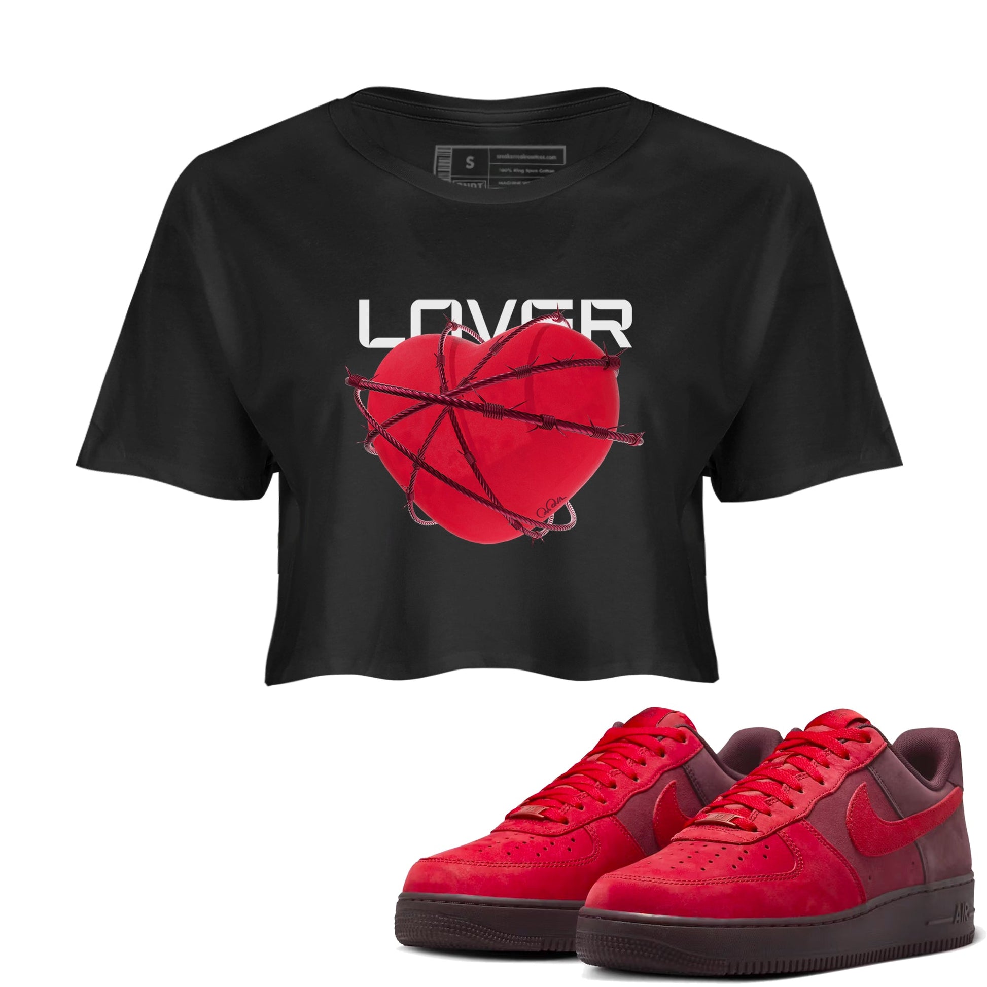 Air Force 1 Layers of Love shirt to match jordans Heart Lover sneaker tees af1 Layers of Love SNRT Sneaker Release Tees Black 1 crop length shirt