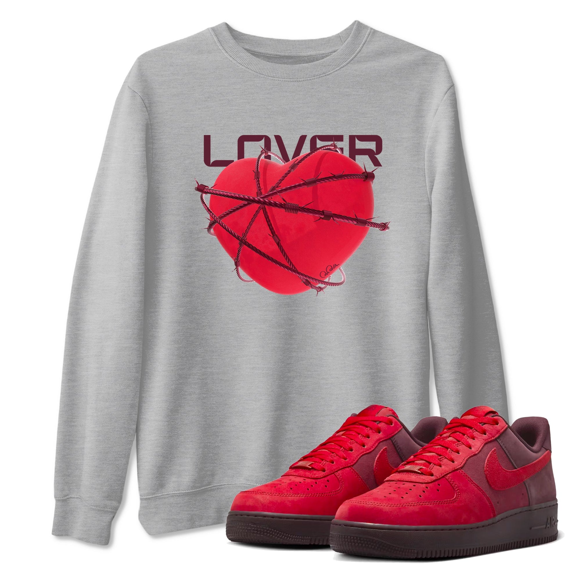 Air Force 1 Layers of Love shirt to match jordans Heart Lover sneaker tees af1 Layers of Love SNRT Sneaker Release Tees unisex cotton Heather Grey 1 crew neck shirt