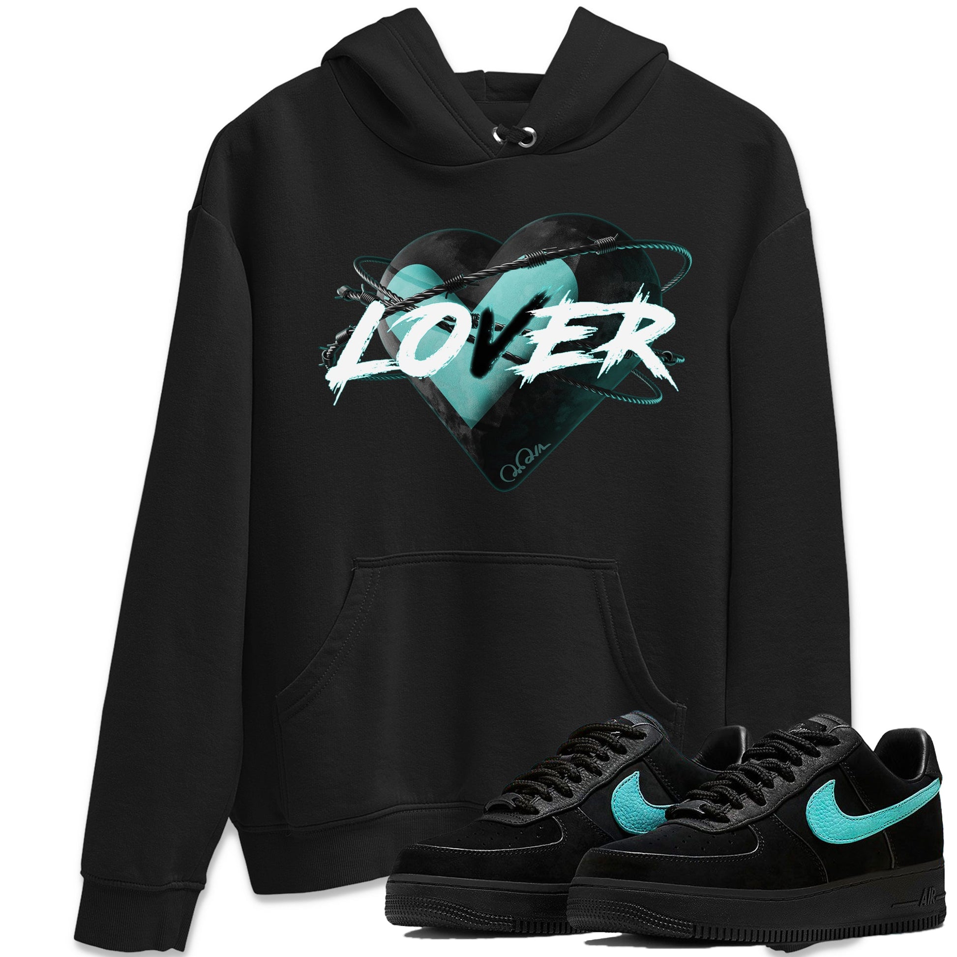 Air Force 1 Tiffany Sneaker Match Tees Heart Lover Sneaker Tees Nike Tiffany AF1Sneaker Release Tees Unisex Shirts Black 1