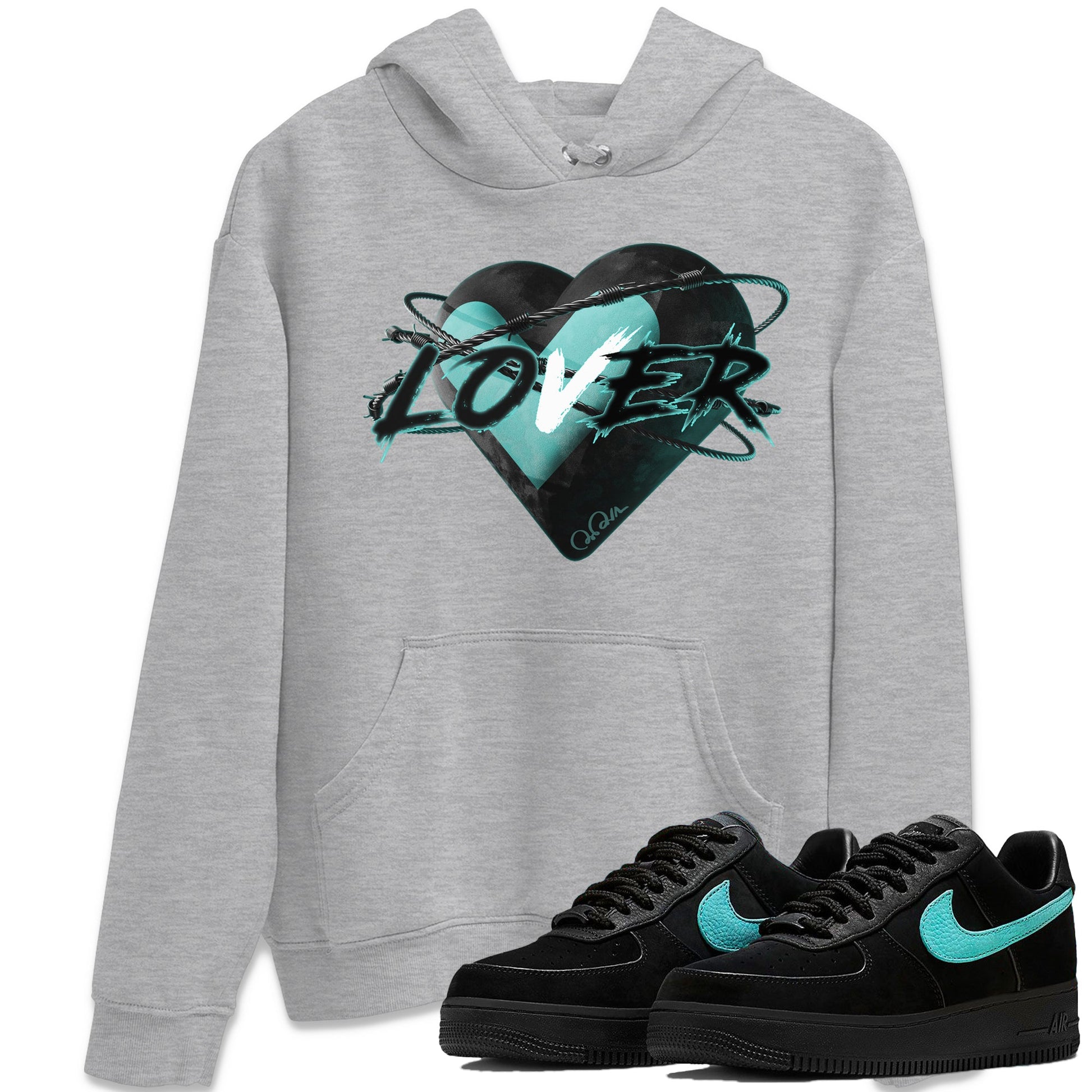 Air Force 1 Tiffany Sneaker Match Tees Heart Lover Sneaker Tees Nike Tiffany AF1Sneaker Release Tees Unisex Shirts Heather Grey 1
