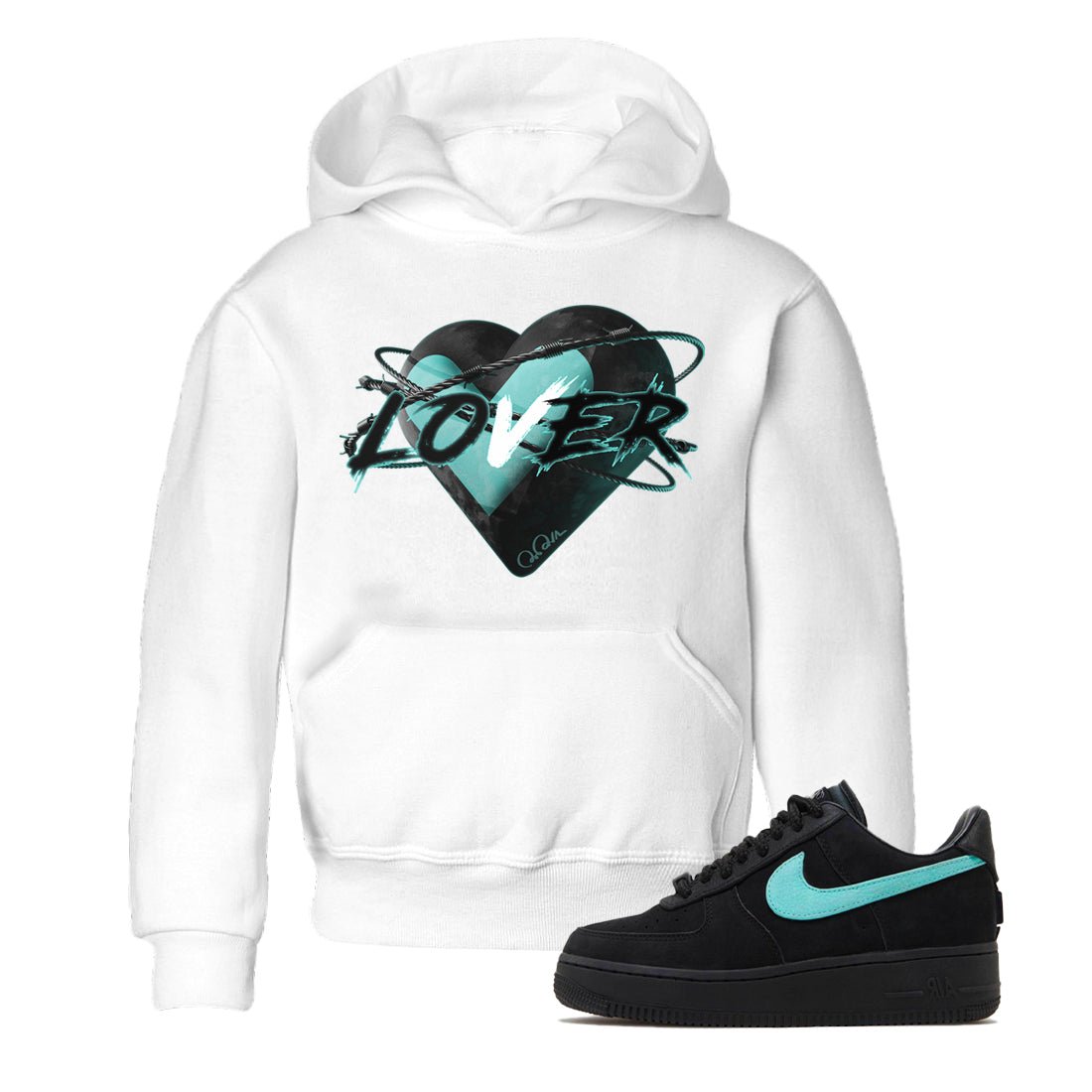 Air Force 1 Tiffany Sneaker Match Tees Heart Lover Sneaker Tees Nike Tiffany AF1Sneaker Release Tees Kids Shirts White 1