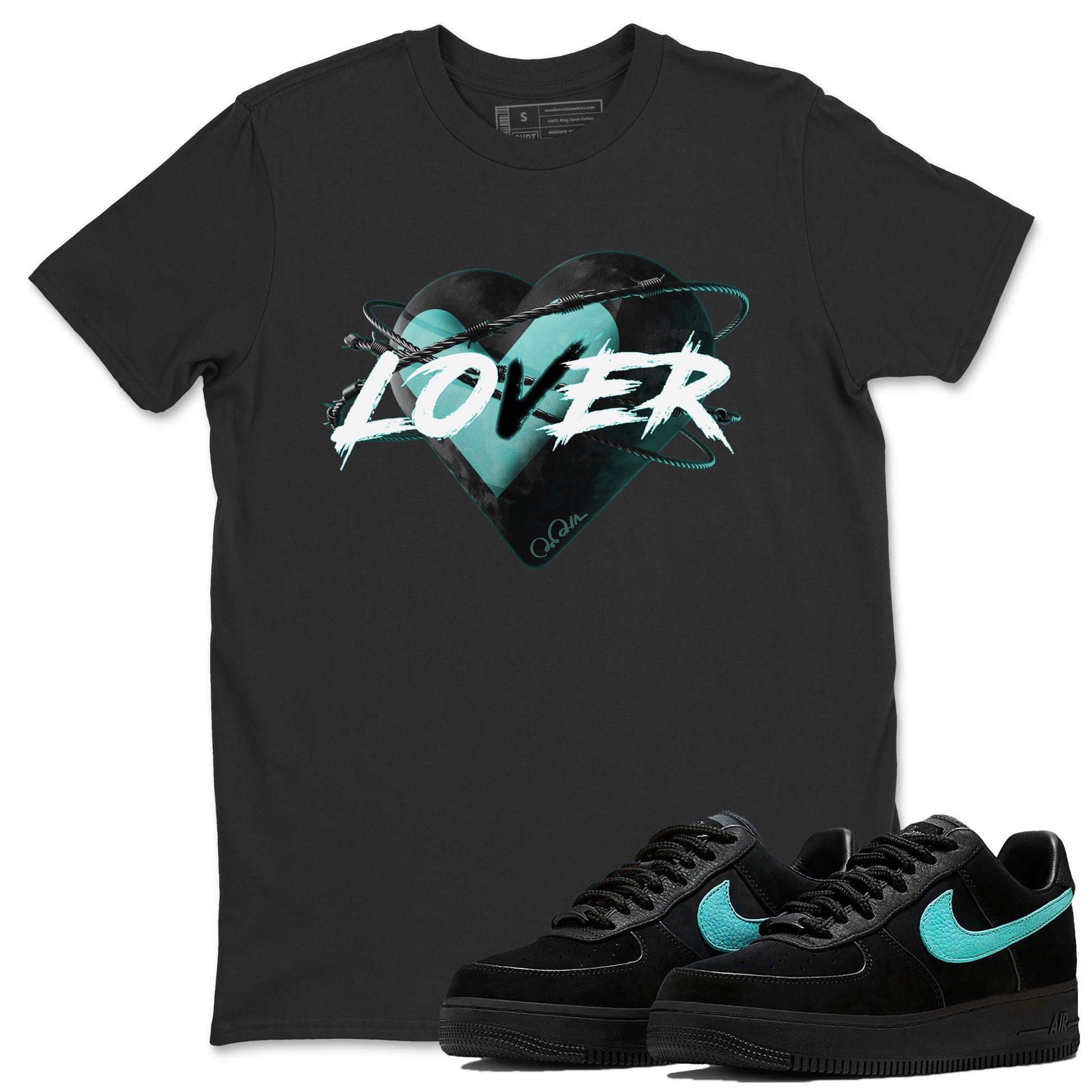 Air Force 1 Tiffany Sneaker Match Tees Heart Lover Sneaker Tees Nike Tiffany AF1Sneaker Release Tees Unisex Shirts Black 1