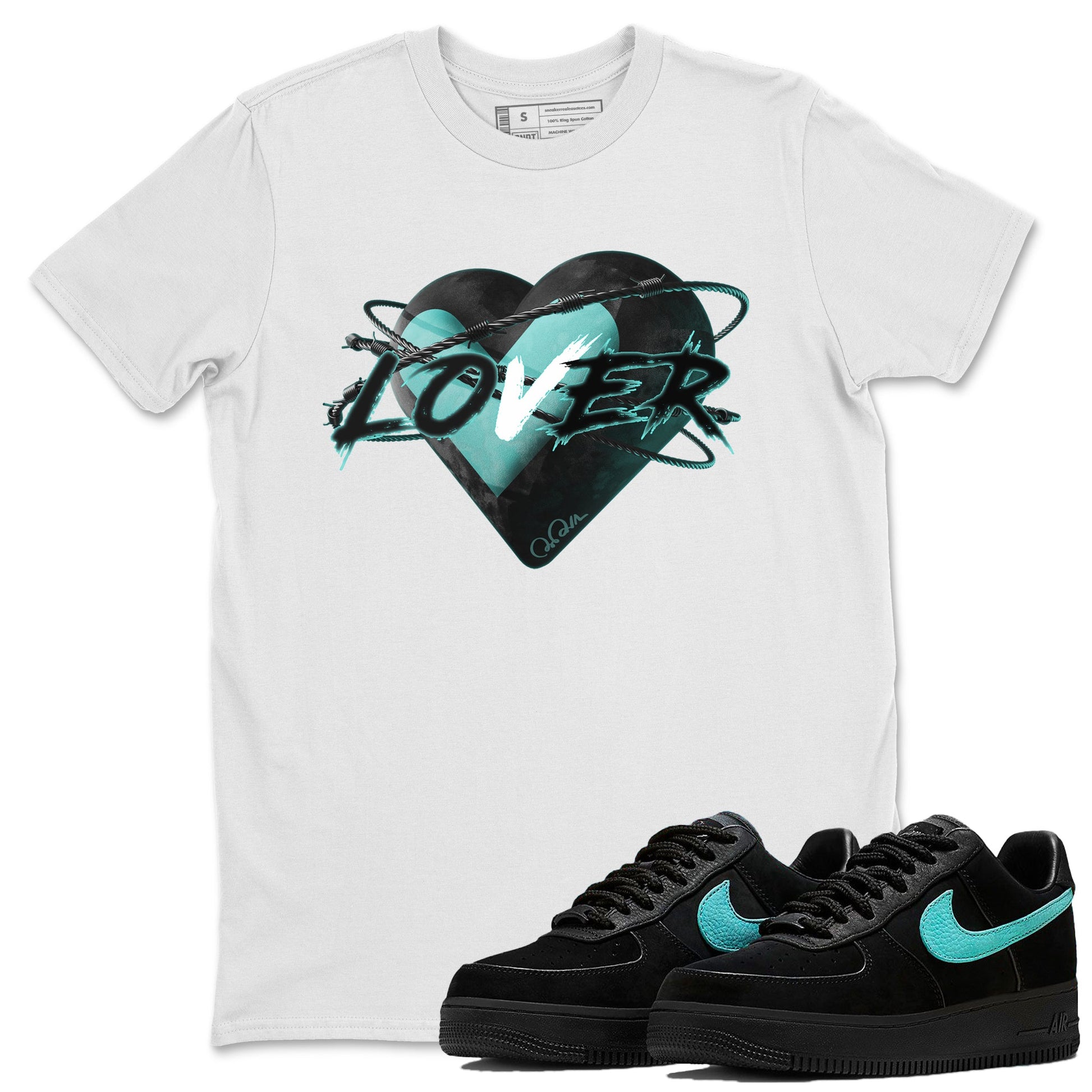 Air Force 1 Tiffany Sneaker Match Tees Heart Lover Sneaker Tees Nike Tiffany AF1Sneaker Release Tees Unisex Shirts White 1