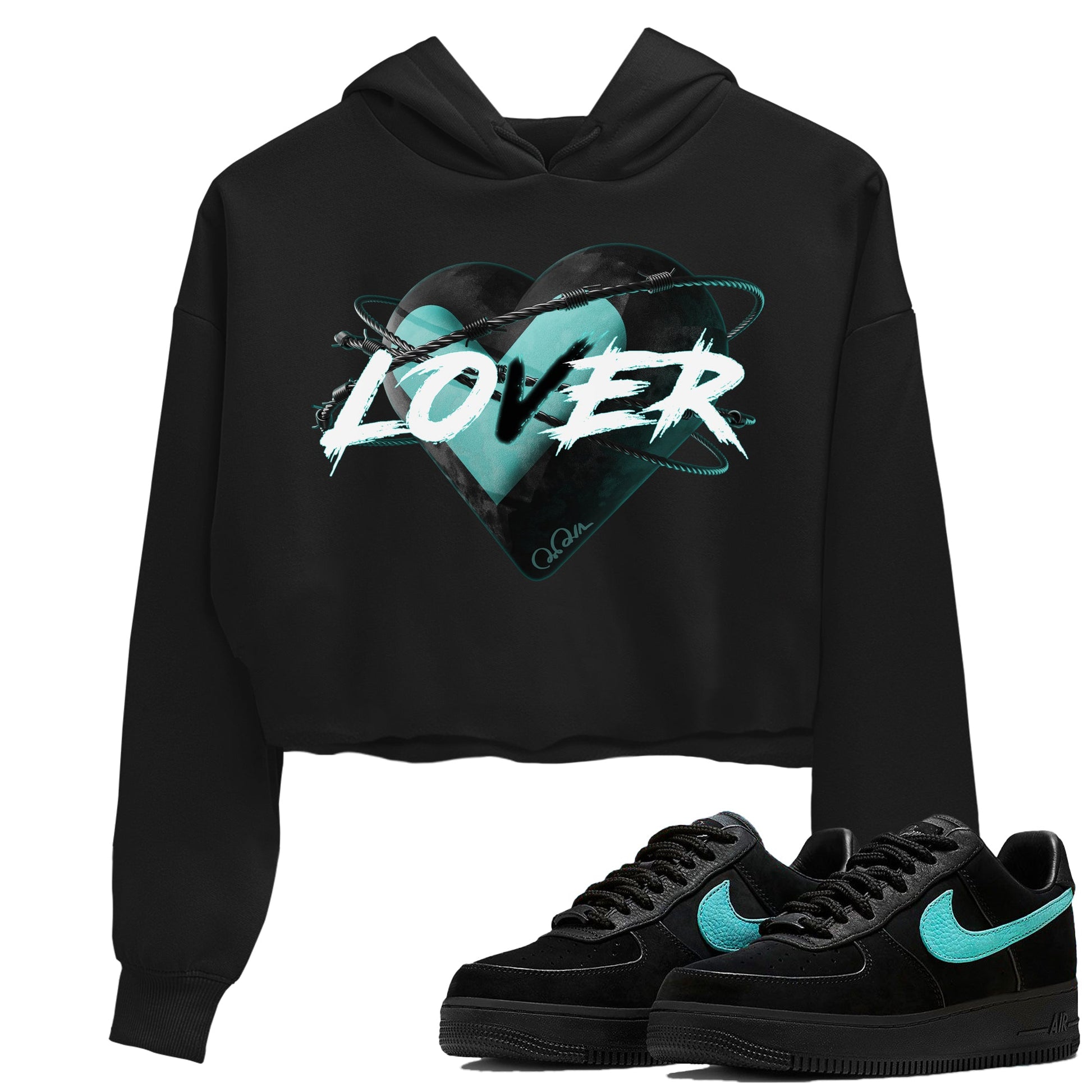 Air Force 1 Tiffany Sneaker Match Tees Heart Lover Sneaker Tees Nike Tiffany AF1Sneaker Release Tees Women's Shirts Black 1