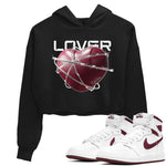 Air Jordan 1 Metallic Burgundy shirt to match jordans Heart Lover sneaker tees AJ1 Metallic Burgundy SNRT Sneaker Release Tees Black 1 Crop T-Shirt