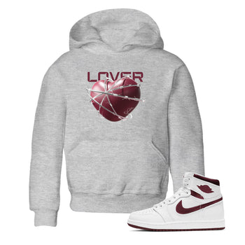 Air Jordan 1 Metallic Burgundy shirt to match jordans Heart Lover sneaker tees AJ1 Metallic Burgundy SNRT Sneaker Release Tees Baby Toddler Heather Grey 1 T-Shirt