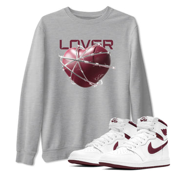 Air Jordan 1 Metallic Burgundy shirt to match jordans Heart Lover sneaker tees AJ1 Metallic Burgundy SNRT Sneaker Release Tees Unisex Heather Grey 1 T-Shirt