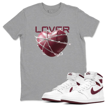 Air Jordan 1 Metallic Burgundy shirt to match jordans Heart Lover sneaker tees AJ1 Metallic Burgundy SNRT Sneaker Release Tees Unisex Heather Grey 1 T-Shirt