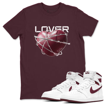 Air Jordan 1 Metallic Burgundy shirt to match jordans Heart Lover sneaker tees AJ1 Metallic Burgundy SNRT Sneaker Release Tees Unisex Maroon 1 T-Shirt