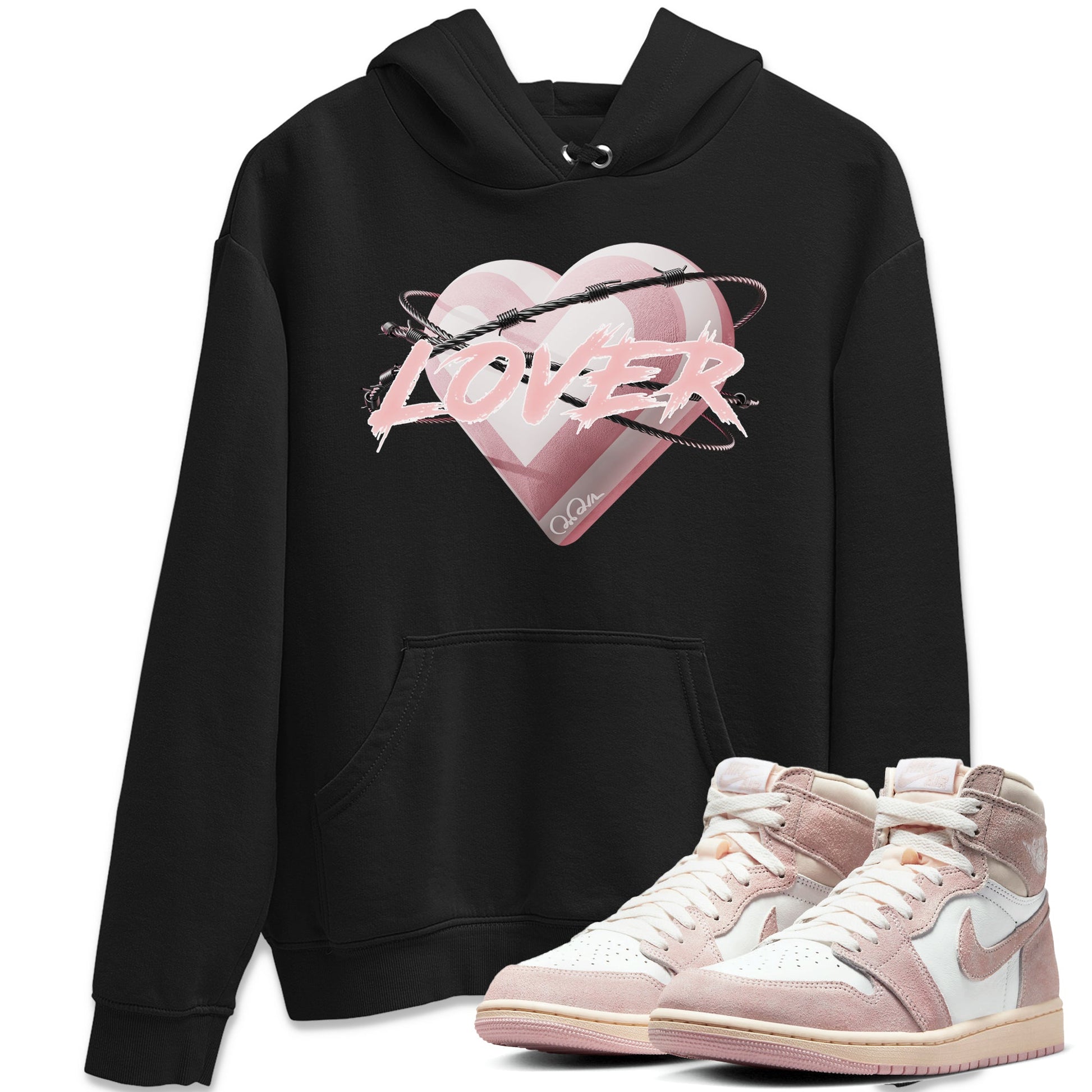 AJ1 Retro High OG Washed Pink Sneaker Match Tees Heart Lover Sneaker Tees AJ1 Retro High OG Washed Pink Sneaker Release Tees Unisex Shirts Black 1