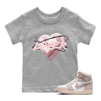 AJ1 Retro High OG Washed Pink Sneaker Match Tees Heart Lover Sneaker Tees AJ1 Retro High OG Washed Pink Sneaker Release Tees Kids Shirts Heather Grey 1