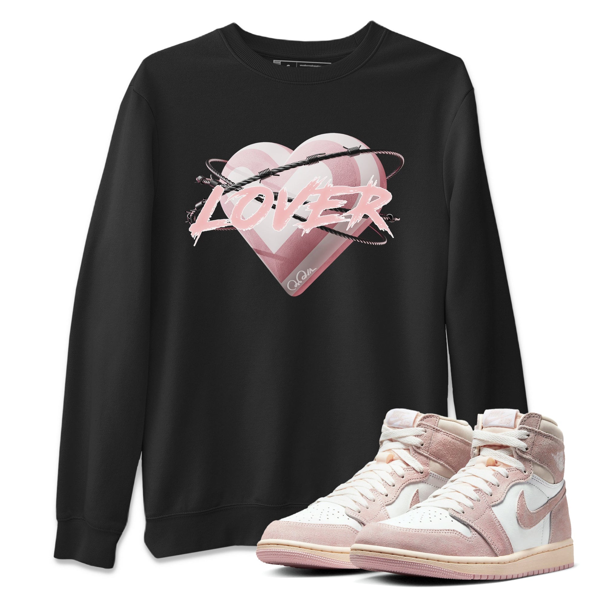 AJ1 Retro High OG Washed Pink Sneaker Match Tees Heart Lover Sneaker Tees AJ1 Retro High OG Washed Pink Sneaker Release Tees Unisex Shirts Black 1