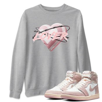 AJ1 Retro High OG Washed Pink Sneaker Match Tees Heart Lover Sneaker Tees AJ1 Retro High OG Washed Pink Sneaker Release Tees Unisex Shirts Heather Grey 1