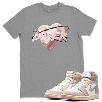 AJ1 Retro High OG Washed Pink Sneaker Match Tees Heart Lover Sneaker Tees AJ1 Retro High OG Washed Pink Sneaker Release Tees Unisex Shirts Heather Grey 1